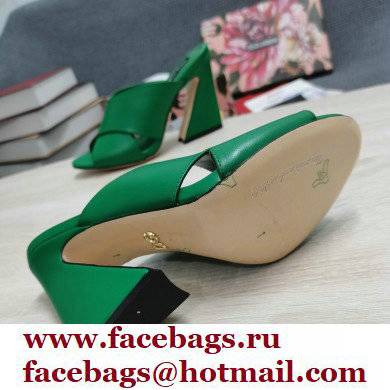 Dolce  &  Gabbana Heel 11cm Mules Calfskin Green with Geometric Heel 2022